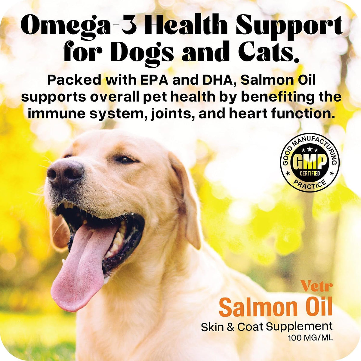 Vetr Norwegian Salmon Oil for Dogs & Cats, 16.9 oz Squeeze Bottle - Pure Wild-Caught Omega-3 Fish Oil Liquid Supplement - Supports Healthy Skin & Shiny Coat