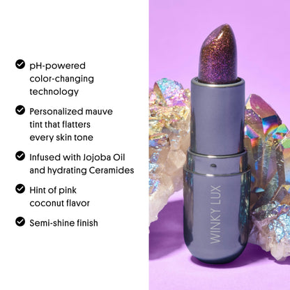 Winky Lux Aurora Glimmer Balm – Nourishing pH Lip Balm with Color Changing Mauve Tint, Hydrating Ceramides Soften and Hydrates Lips, Coconut Scent