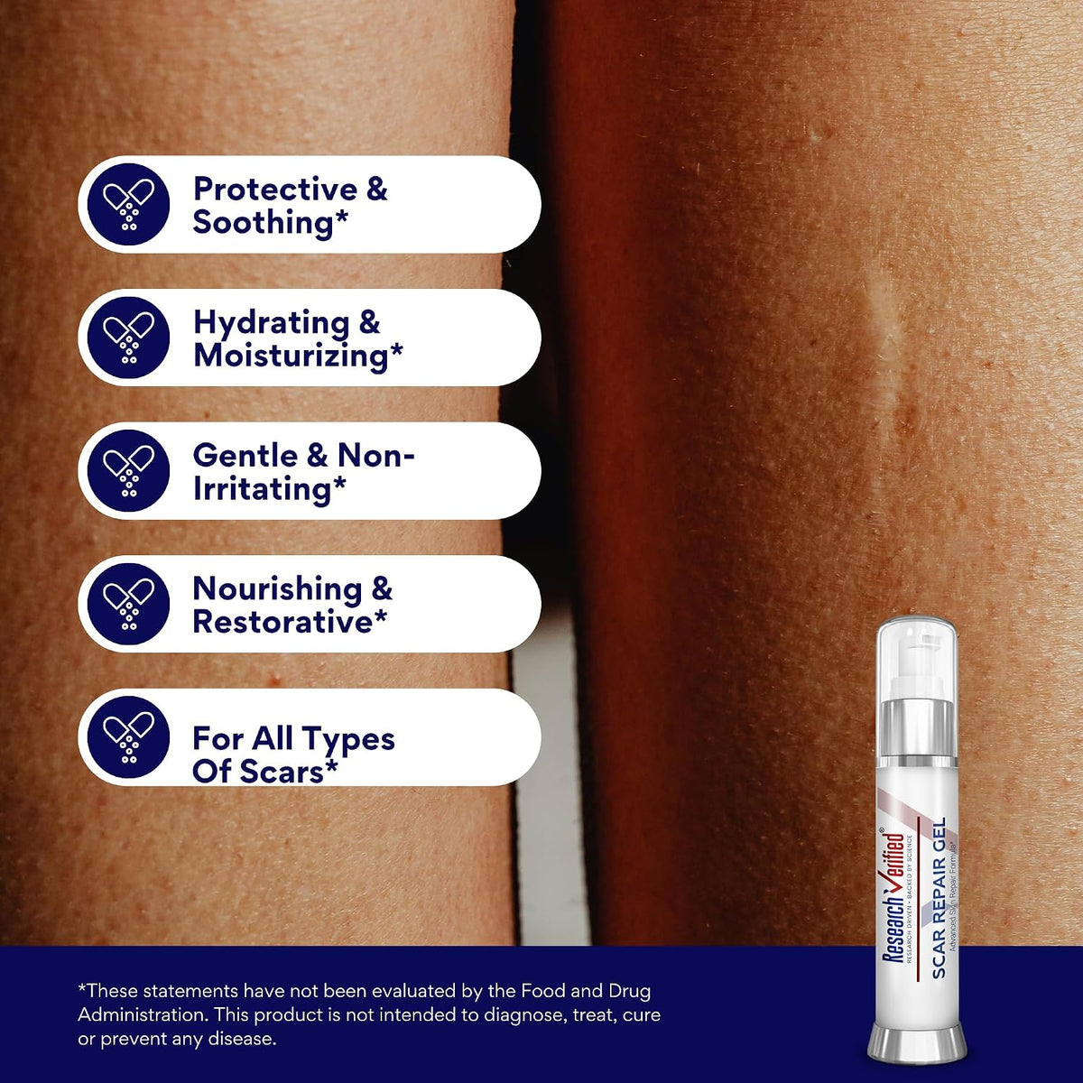 RV Scar Repair - Nourish Skin, Reduce Old & New Scars - Vegan Friendly Gel - 1 Bottle