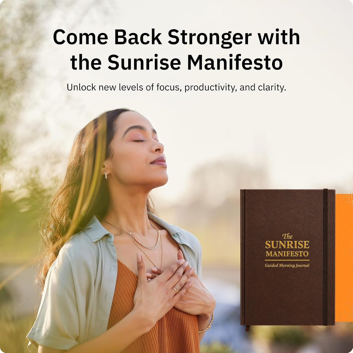 Sunrise Manifesto Guided Morning Journal - Gratitude & Mindfulness | Premium Faux Leather Cover, Daily Self-Care Ritual for Manifestation & Reflection, Undated Wellness Tracker for Women and Men