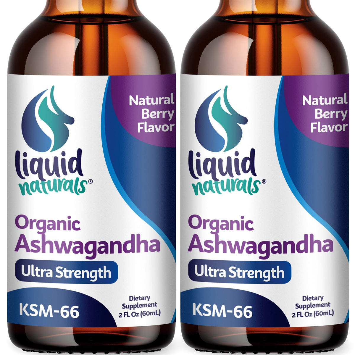 Ashwagandha KSM 66 Drops, 2000mg Natural Berry Flavor - Ashwagandha Supplements for Women, Ksm-66 Ashwaganda Extract for Immune Support, Performance, Heart Health - 60 Servings