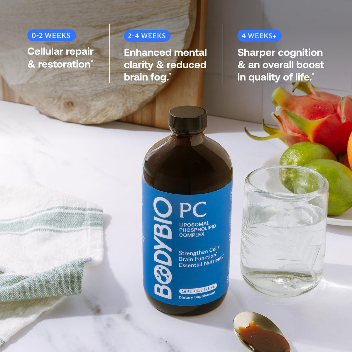 BodyBio PC - Phosphatidylcholine for Brain, Cellular & Cognitive Health | Mental Clarity, Healthy Aging & Gentle Daily Detox