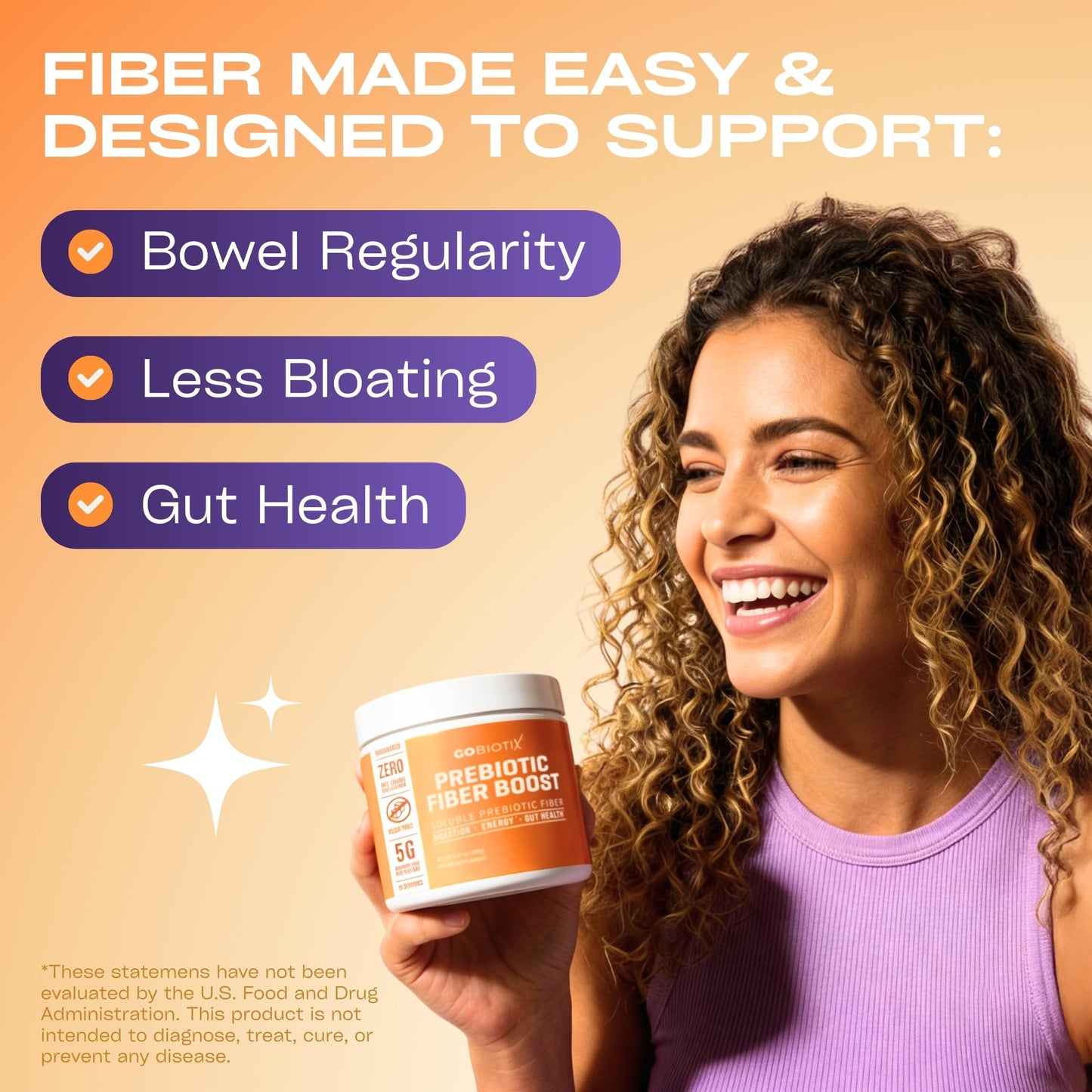 GOBIOTIX Fiber Supplement Powder with Prebiotics for Digestive Health, Soluble Fiber for Gut Health & Debloat, Keto