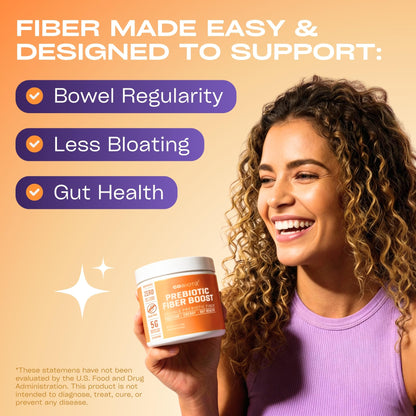 GOBIOTIX Fiber Supplement Powder with Prebiotics for Digestive Health, Soluble Fiber for Gut Health & Debloat, Keto