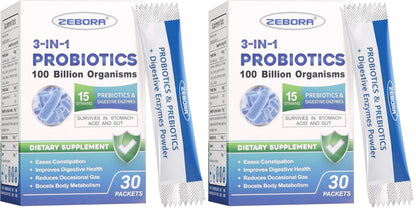 Probiotics for Women & Men - 100 Billion Plus Digestive Enzymes & Prebiotics, Highest Potency 3-in-1 Complete Probiotics for Digestive Health, Immune Support (Pack of 2)