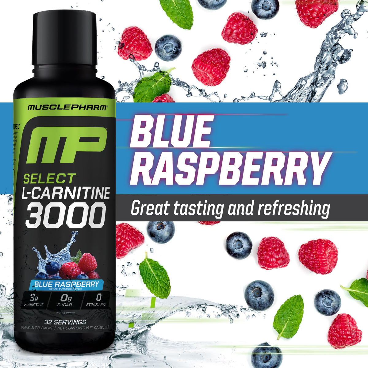 Muscle Pharm L-Carnitine 3000, The Ultimate Liquid L Carnitine Supplement for High-Performance, Supports Metabolism, Hydration & Energy, Zero Sugar, Low Calories, Sour Cherry Flavor, 32 Servings