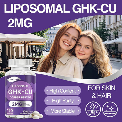 GHK-Cu Peptide Hair Softgels – 2mg GHK-Cu with Liposomal Delivery – Beauty Support for Skin, Hair & Collagen – Easy-to-Swallow Plant-Based Softgels