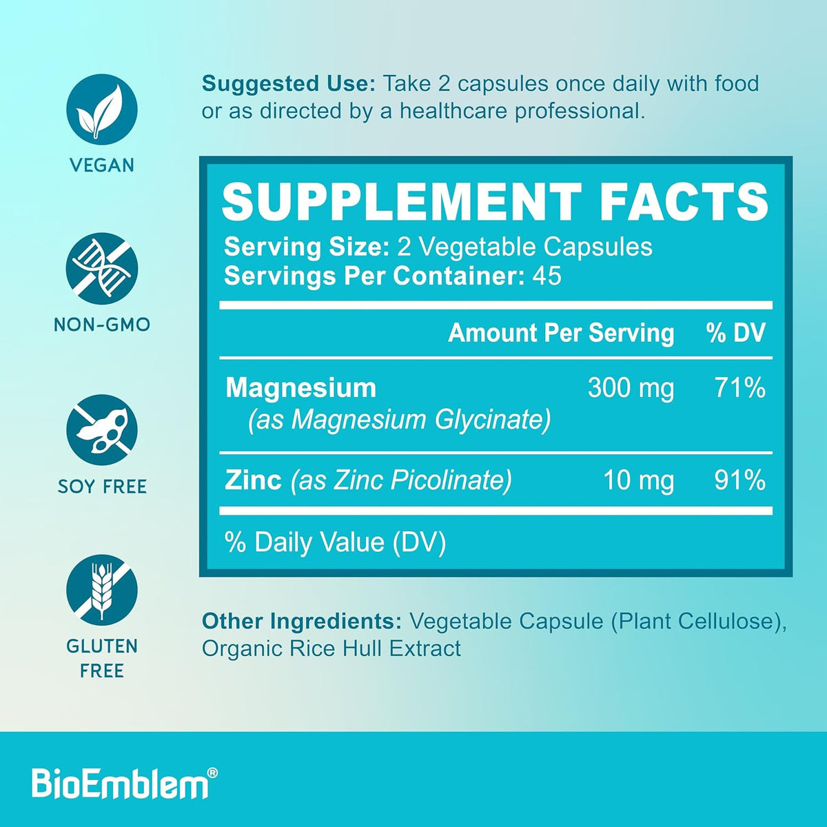 BioEmblem Magnesium Glycinate with Zinc and Vitamin B-Complex
