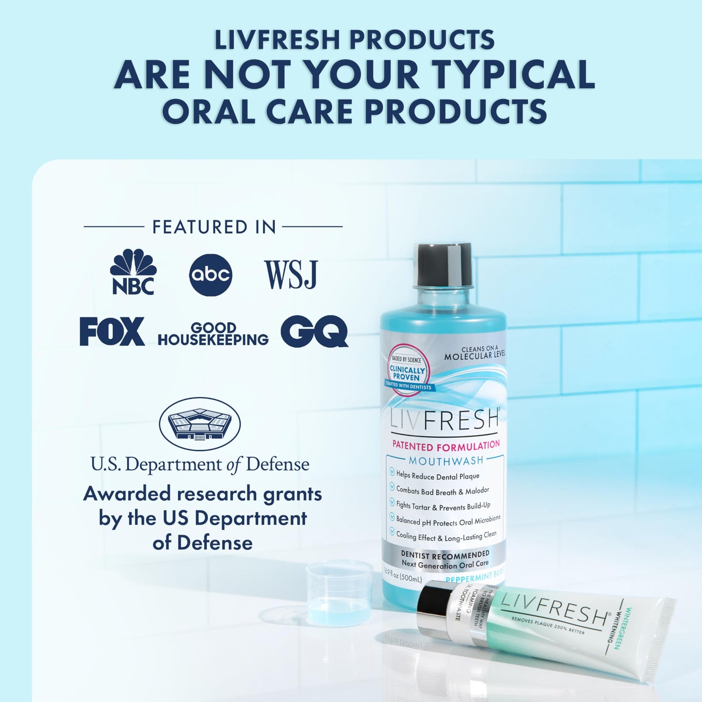 LIVFRESH Mouthwash, Clinically Proven, 163% Better Tartar Control, 114% Better Gum Health, 72% Better Plaque Reduction, 38% Better at Eliminating Bad Breath,