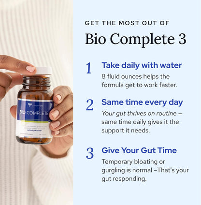 Gundry MD Bio Complete 3, 3-in-1 Probiotics, Pre & Postbiotics, 30 Servings | Certified Gluten Free, Certified Vegetarian, Supports Better Digestion, Bowel Movements & Energy, Keto Friendly, Sugar Free