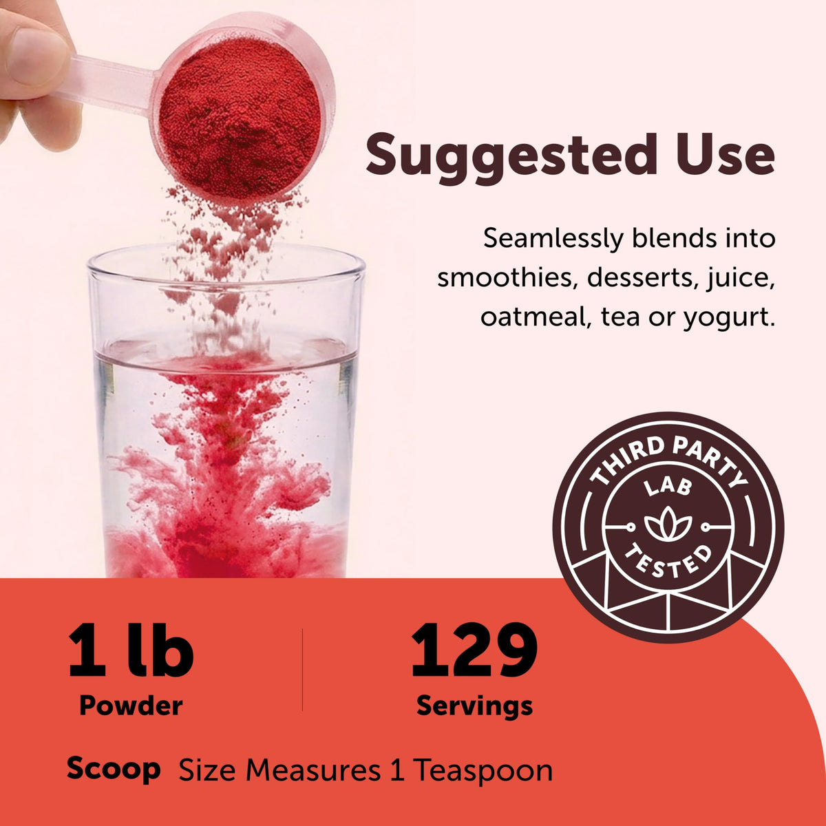 Micro Ingredients Organic Beet Root Juice Powder, 1 Pound | Water Soluble, Raw Beet Supplement | Powder Drink Mix for Smoothies & Recipes | Non-GMO, Vegan Friendly, Plant Based