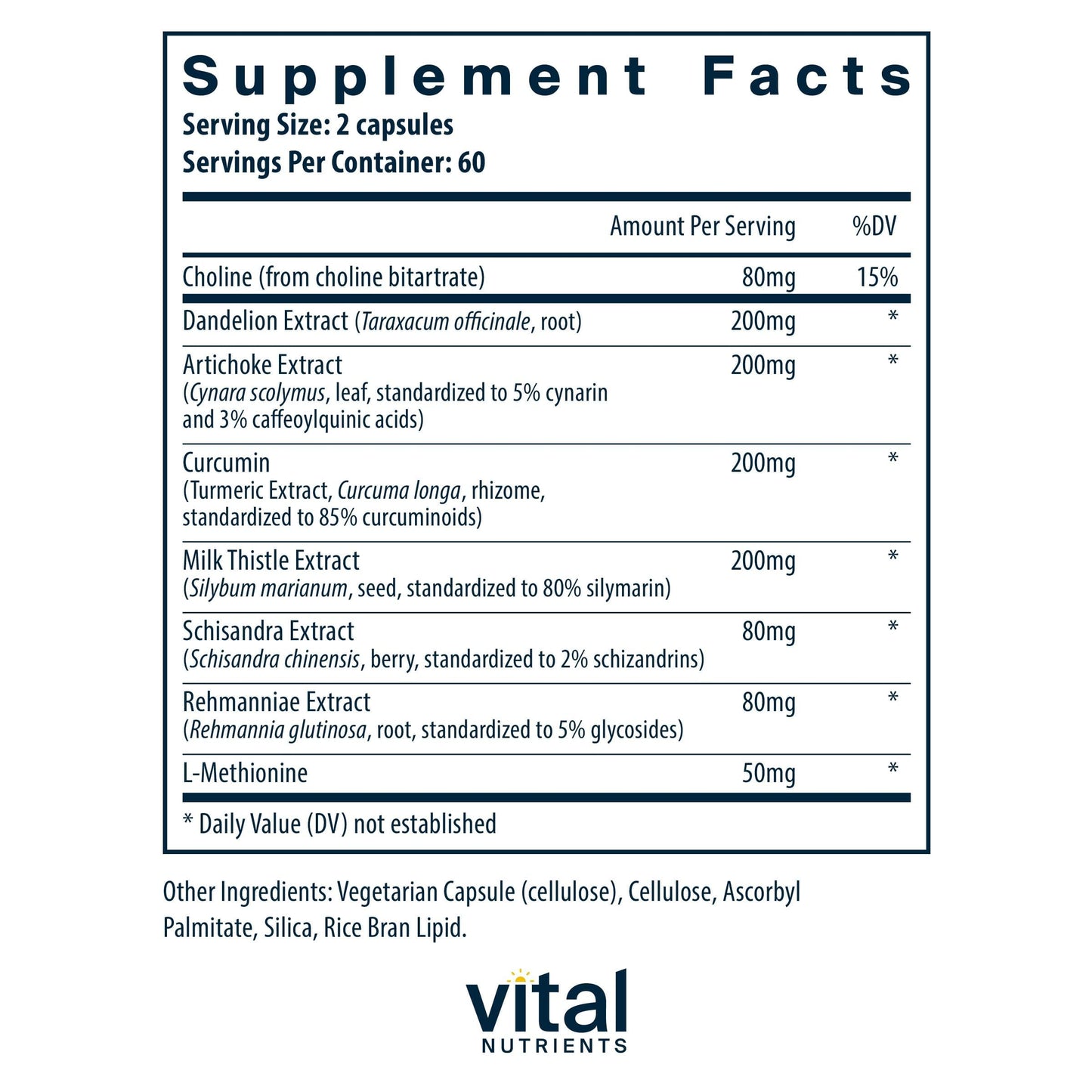 Vital Nutrients Liver Support Milk Thistle and Curcumin - Vegan Supplement - Herbal Combination to Support Healthy Liver Function