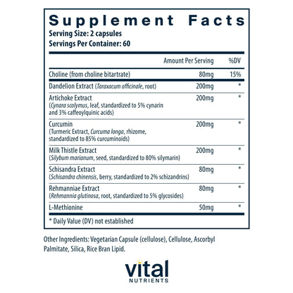 Vital Nutrients Liver Support Milk Thistle and Curcumin - Vegan Supplement - Herbal Combination to Support Healthy Liver Function