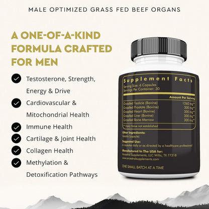 Ancestral Supplements MOFO & Chocolate Protein Bundle for Men – Supports Strength, Energy, Hormone Health & Recovery–Grass Fed Beef Organ Blend with 20g Protein, Gut Health Support & Organic Mushrooms