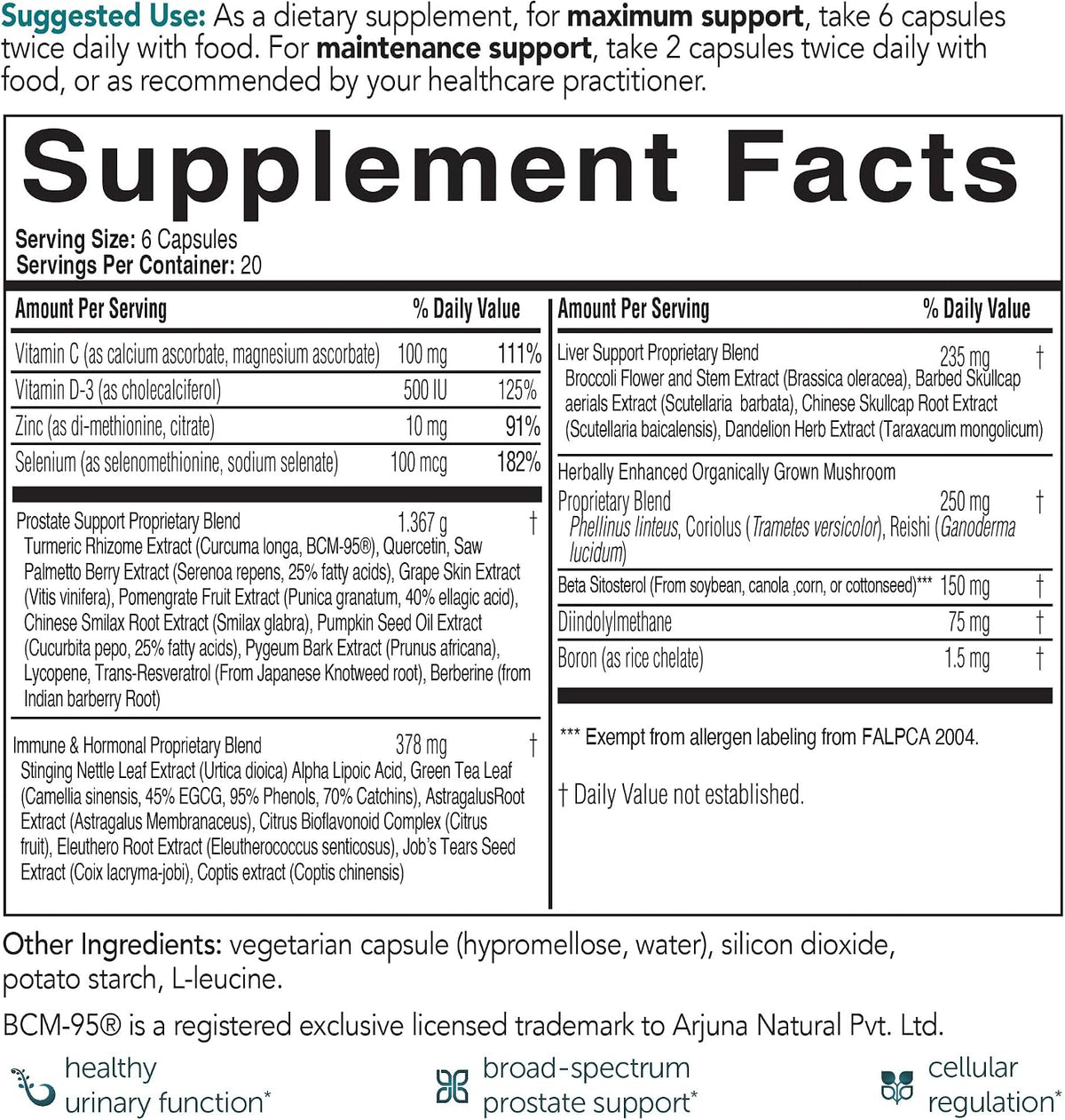EcoNugenics ProstaCaid – Prostate Health Supplement for Men with Saw Palmetto Extract, Berberine, Turmeric BCM-95 Circumin, Quercetin, DIM, Mushrooms – Helps w/Detox, Immune Support – 120 Capsules