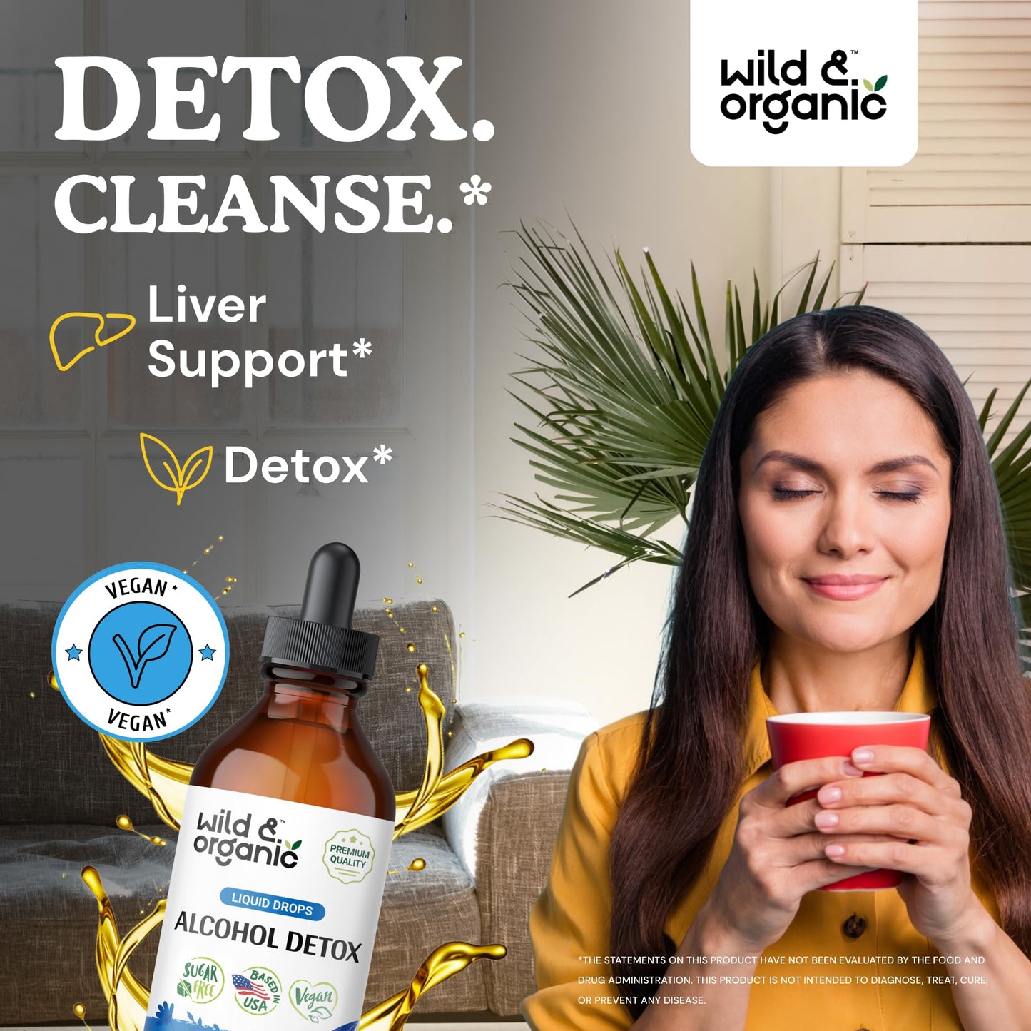 Wild & Organic Alcohol Detox Drops - Liver & Kidney Cleanse with Milk Thistle, Chanca Piedra Stone Breaker - Anti Alcohol Complex for Liver Cleanse Detox