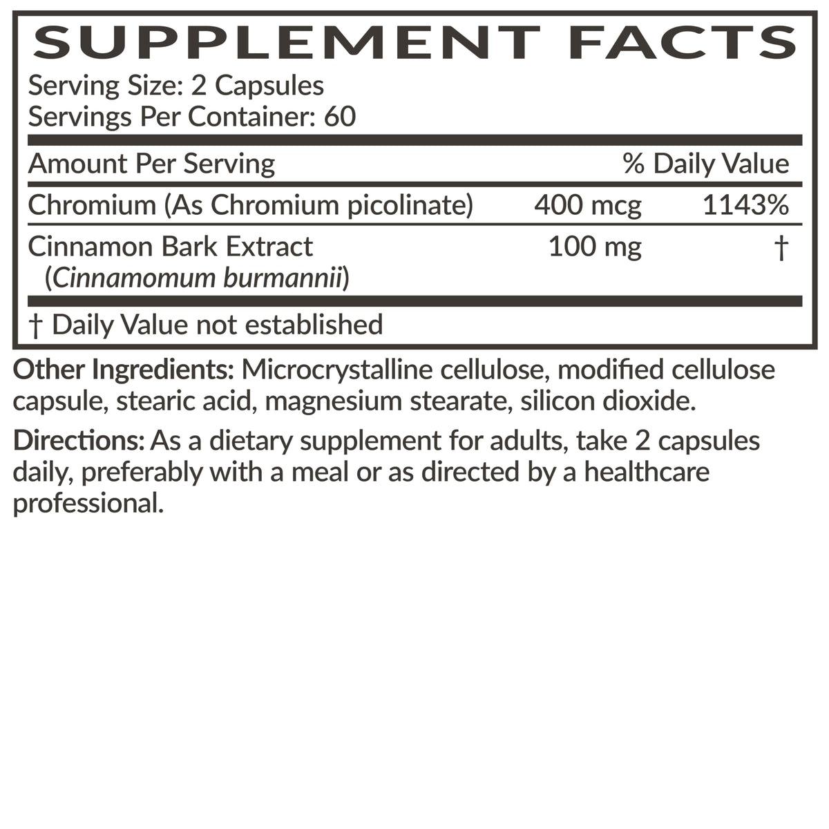 Futurebiotics Cinnamon Plus Chromium Picolinate Supplement, High Potency Chromium, Non-GMO, 120 Vegetarian Capsules