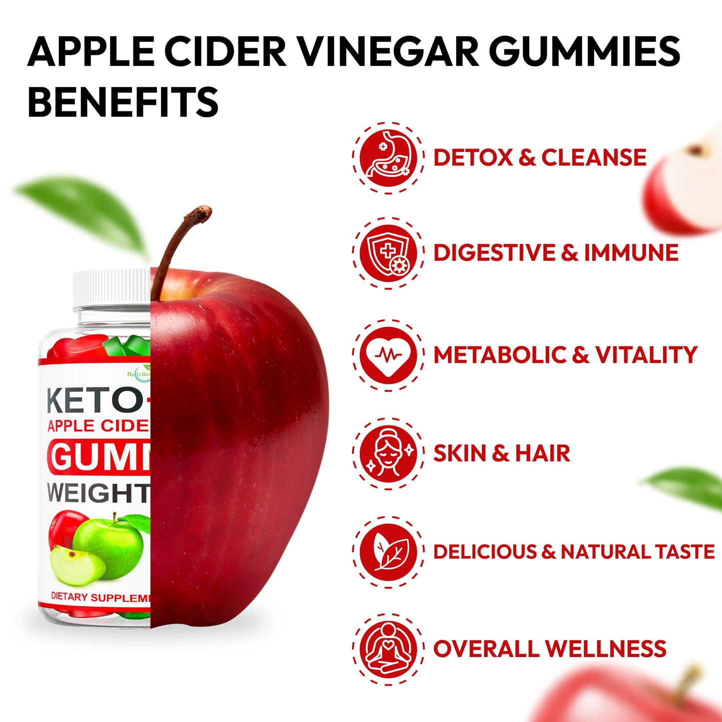 Keto ACV Gummies Advanced - ACV Keto Gummies Supplement for Women and Men - Metabolism, Detox, Cleanse - Apple Cider Vinegar - Ginger + Apple Flavor