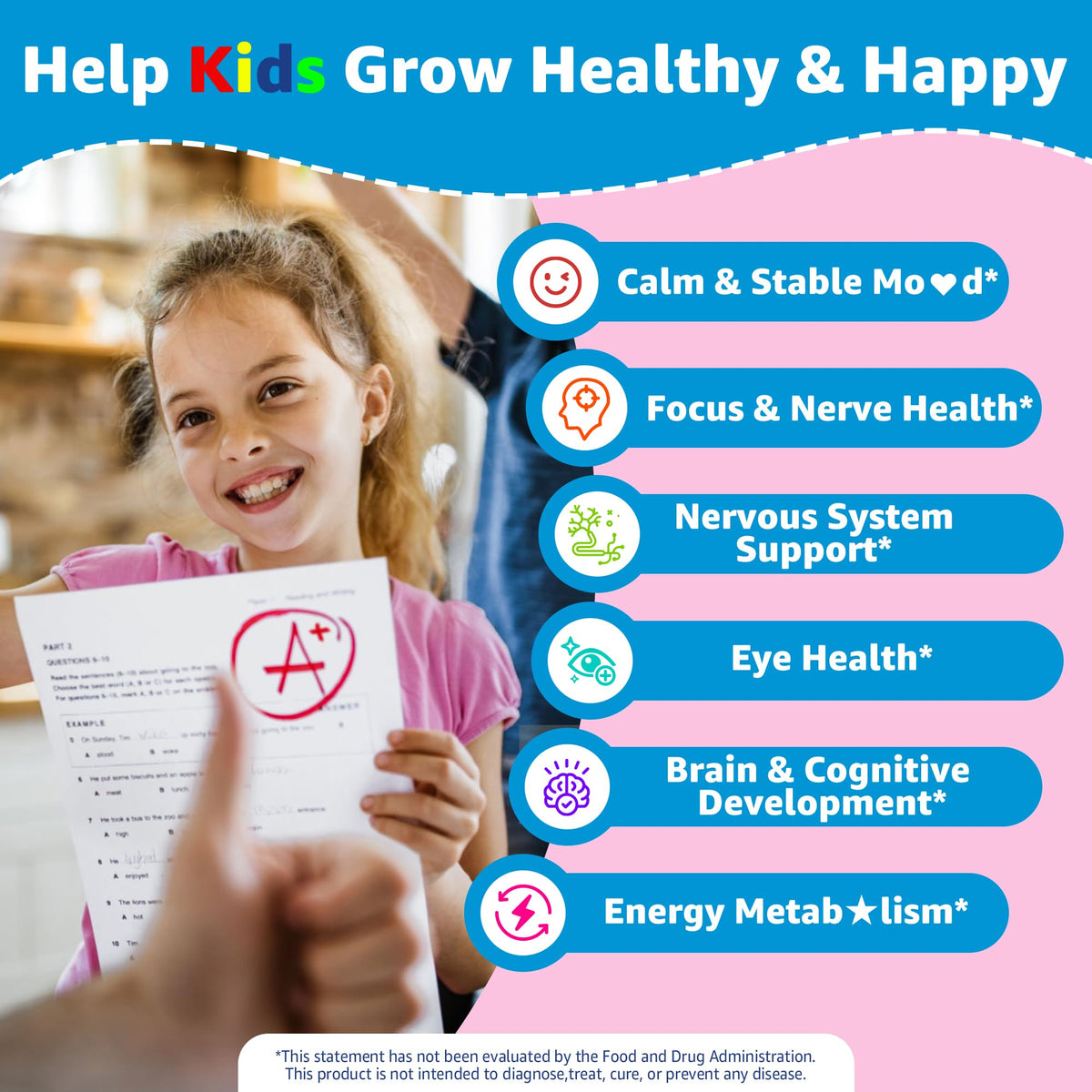 Saffron +Magnesium Glycinate +Omega-3 - Calm Focus Gummies for Kids 4+, Saffron Extract Supplement with L-Theanine, Holy Basil, Rosemary, B6, D3 for Happy Mood, Cognition, Nerve, Sugar Free, 2 Pack