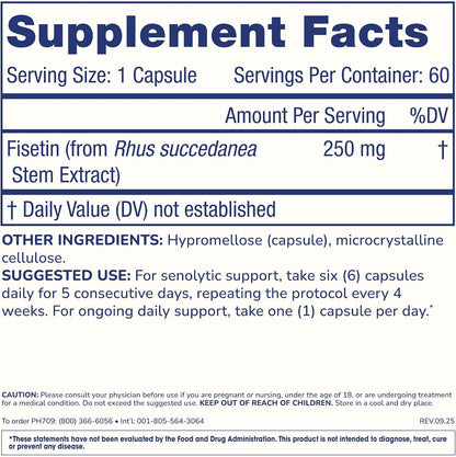 ProHealth Pure Fisetin Supplement 250mg, 60 Capsules