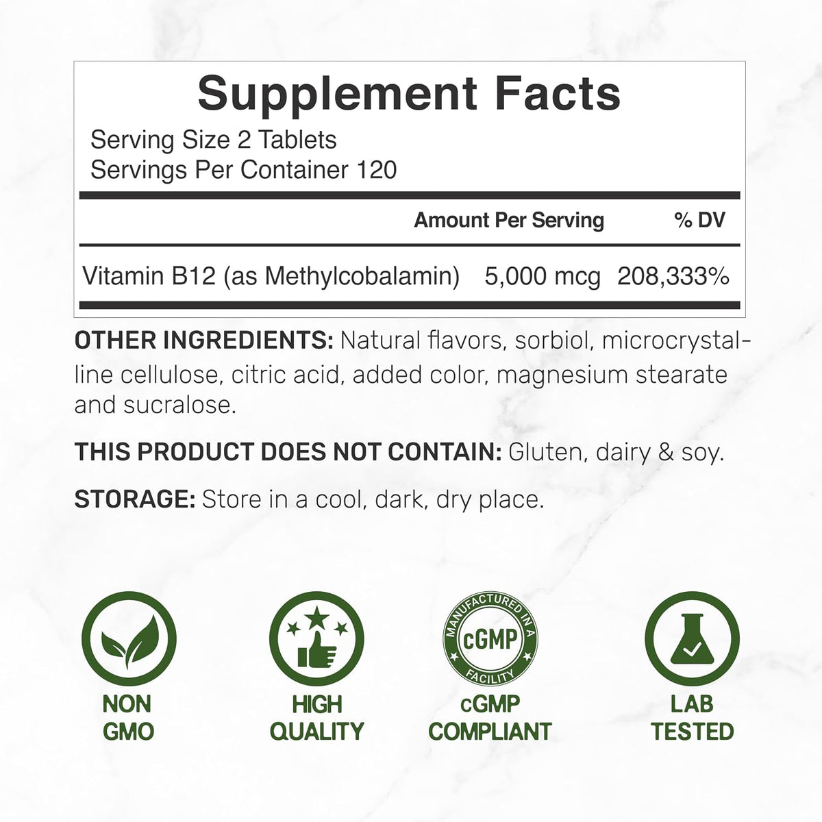 DEAL SUPPLEMENT Methyl B-12 Vitamins 5000 mcg Per Serving, 240 Tablets | Active Form - Strawberry Flavored - Vitamin B12 Supplement for Women & Men - GMO Free & Gluten Free