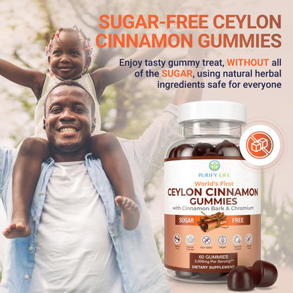 Sugar-Free Ceylon Cinnamon Gummies (2,000mg/Serving) – Vegan, Gluten-Free Herbal Cinnamon Supplement – Replace Cinnamon Capsules