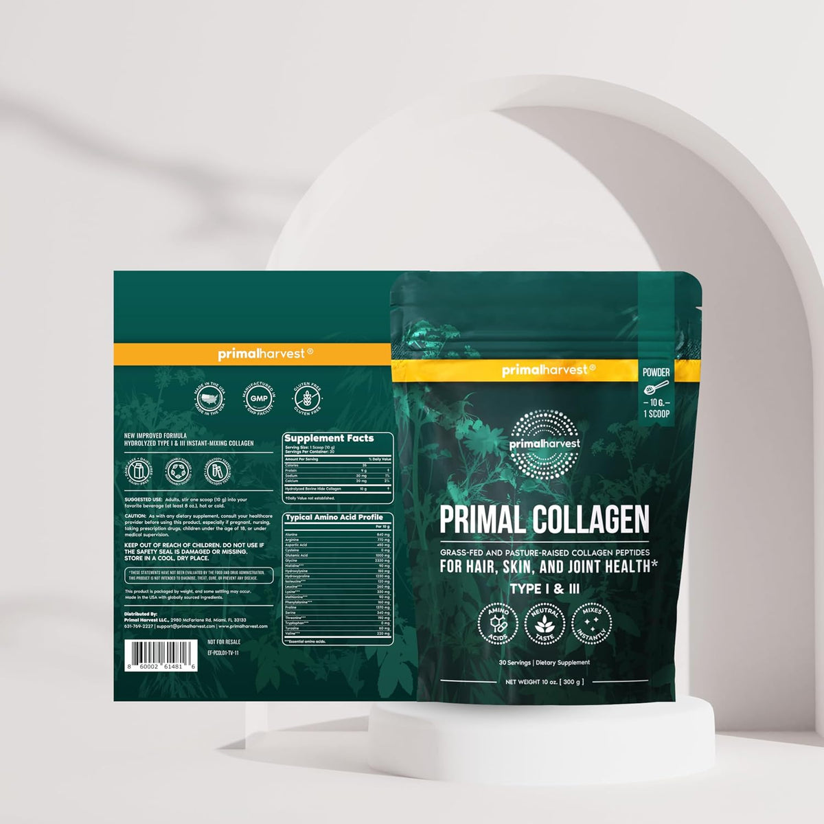 Primal Harvest Super Greens & Collagen Powder Supplements for Women and Men Superfood Greens Powder and Collagen Peptides Powder for Hair, Skin, and Nails Bundle