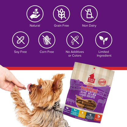 Plato Meat Sticks Salmon Dog Treats, Air-Dried High-Protein Soft Chews with Omega Fish Oil (EPA & DHA), 10 oz