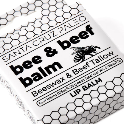 Santa Cruz Paleo Grass Fed Beef Tallow & Beeswax Lip Balm, 1 Pack, Beef Tallow for Skin Care Moisturizer, Hypoallergenic for Sensitive Skin, Long Lasting & Vitamin Rich, Unflavored