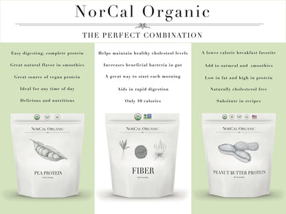 NorCal Organic - Premium Pea Protein Isolate - 100% Vegan and Organic - UNFLAVORED - 2 Pounds (Pack of 1) - 35 Servings