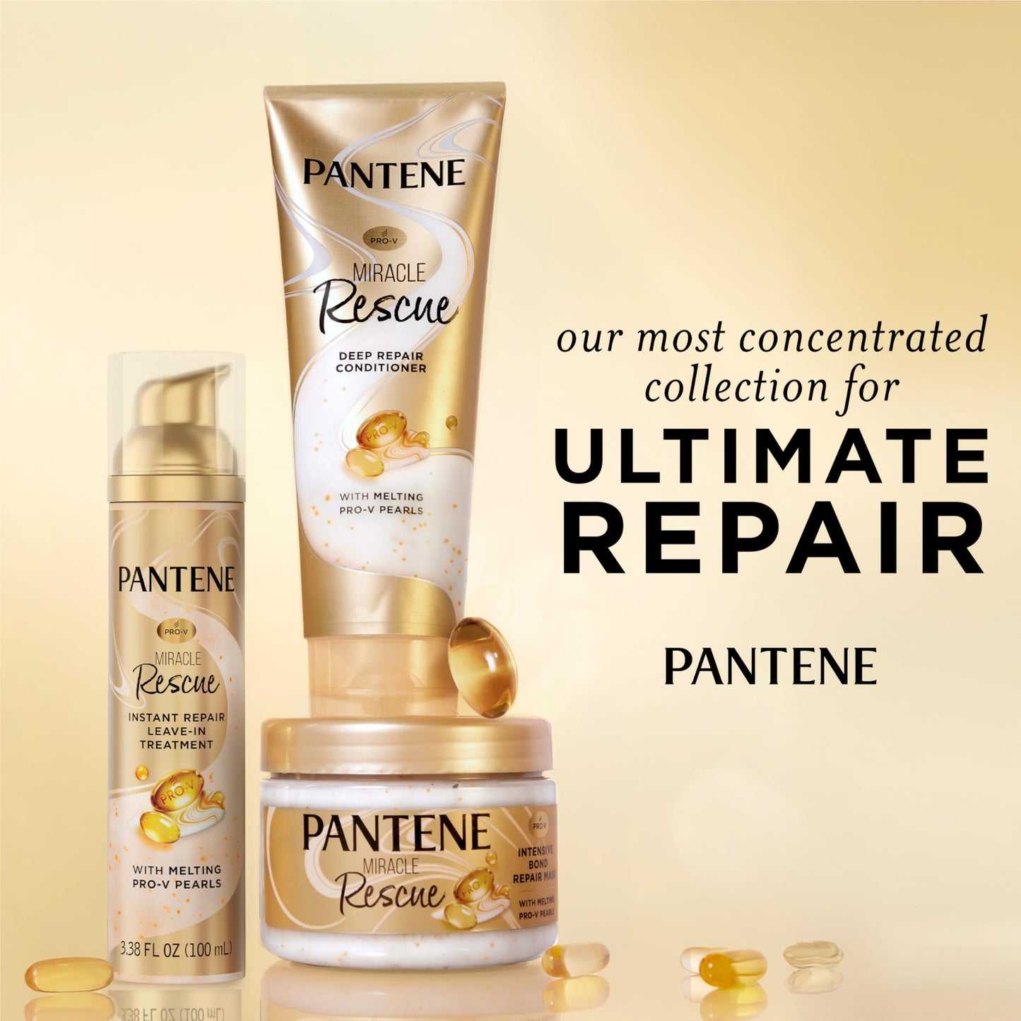 Pantene Miracle Rescue Deep Conditioner with Melting Pro-V Pearls - For Dry, Damaged, or Color-Treated Hair - Intense Moisture & Repair - 8.0 Oz