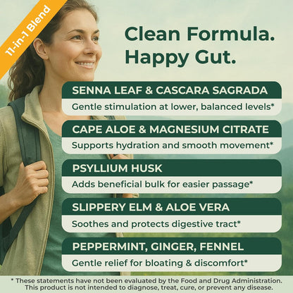 Colon Cleanse & 15 Day Gut Cleanse for Women, Men - Gentle Natural Herbal Laxative & Bowel Movement Supplement - Gut Detox Support and Relief of Occasional Constipation, Bloating (60 Count)