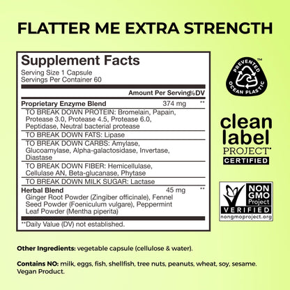 HUM Flatter Me Digestive Enzymes, Digestion & Bloating Support, 60 Count