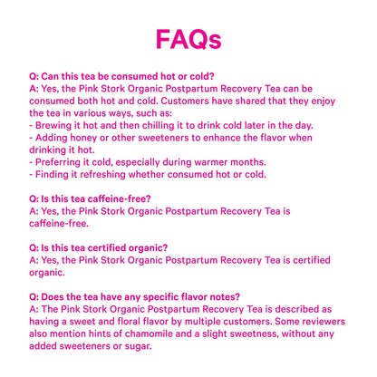 Pink Stork Postpartum Recovery® Herbal Tea, Organic Red Raspberry Leaf with Chamomile, Hormone Balance for Women After Labor & Delivery, Strawberry, Postpartum Essentials, Caffeine-Free, 15 Sachets