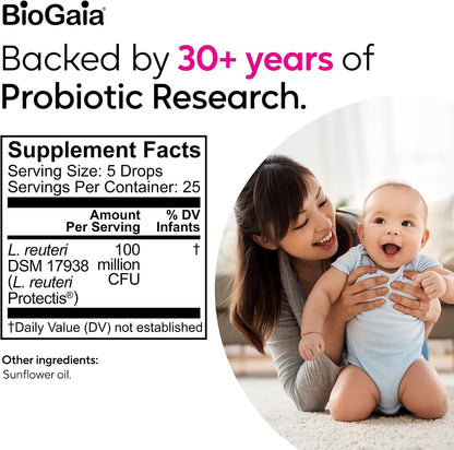 BioGaia Baby Probiotic Drops | Colic & Gas Relief | Safe for Newborns | Pediatrician-recommended | Ease Crying, Fussing, Colic, Gas, Spit-ups & Occasional Constipation | 5mL 2-pack
