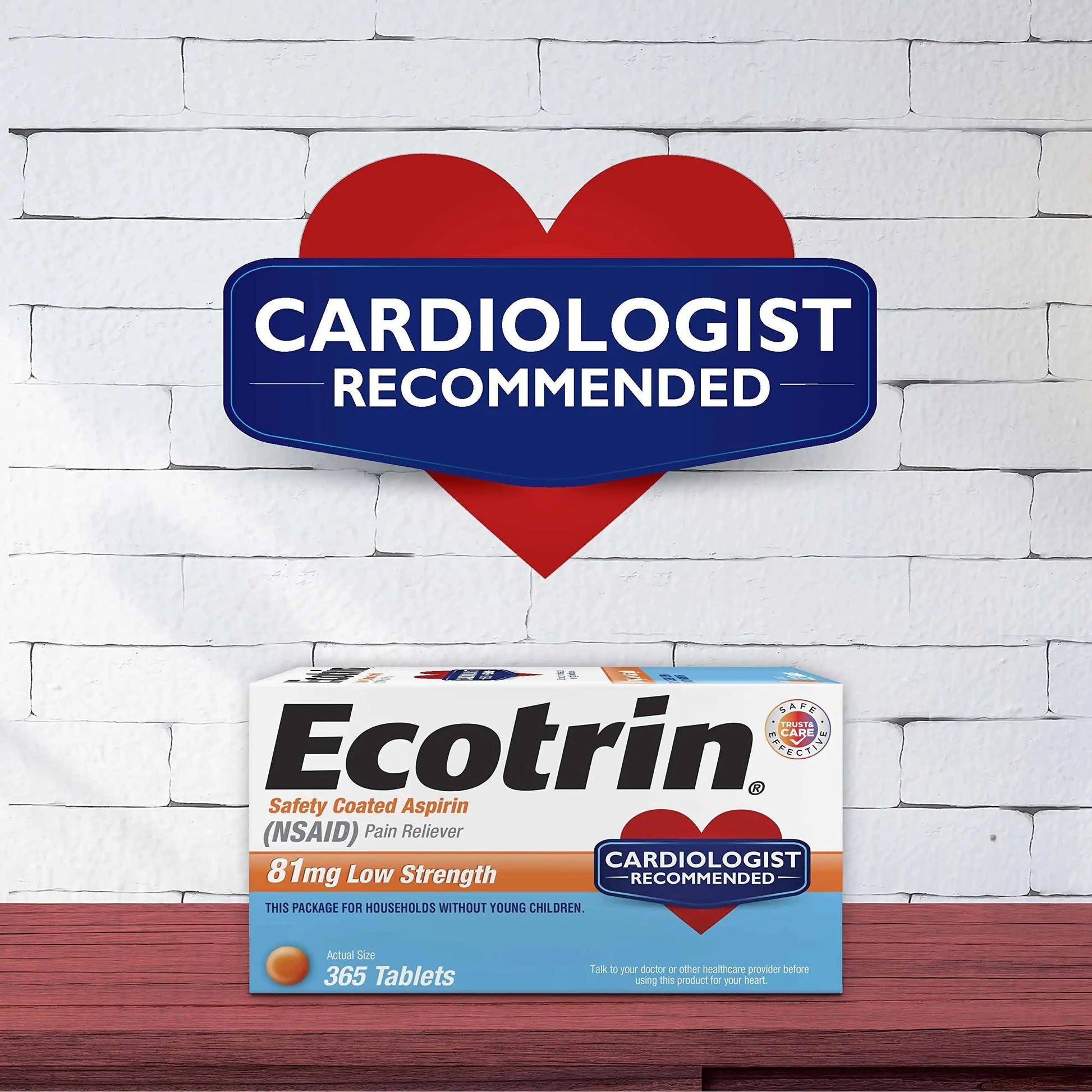 Ecotrin Safety Coated Aspirin Pain Reliever Tablets, Low Strength, NSAID 81mg, 45 ct (Pack of 3) EcotrinBuy Supplements Australia