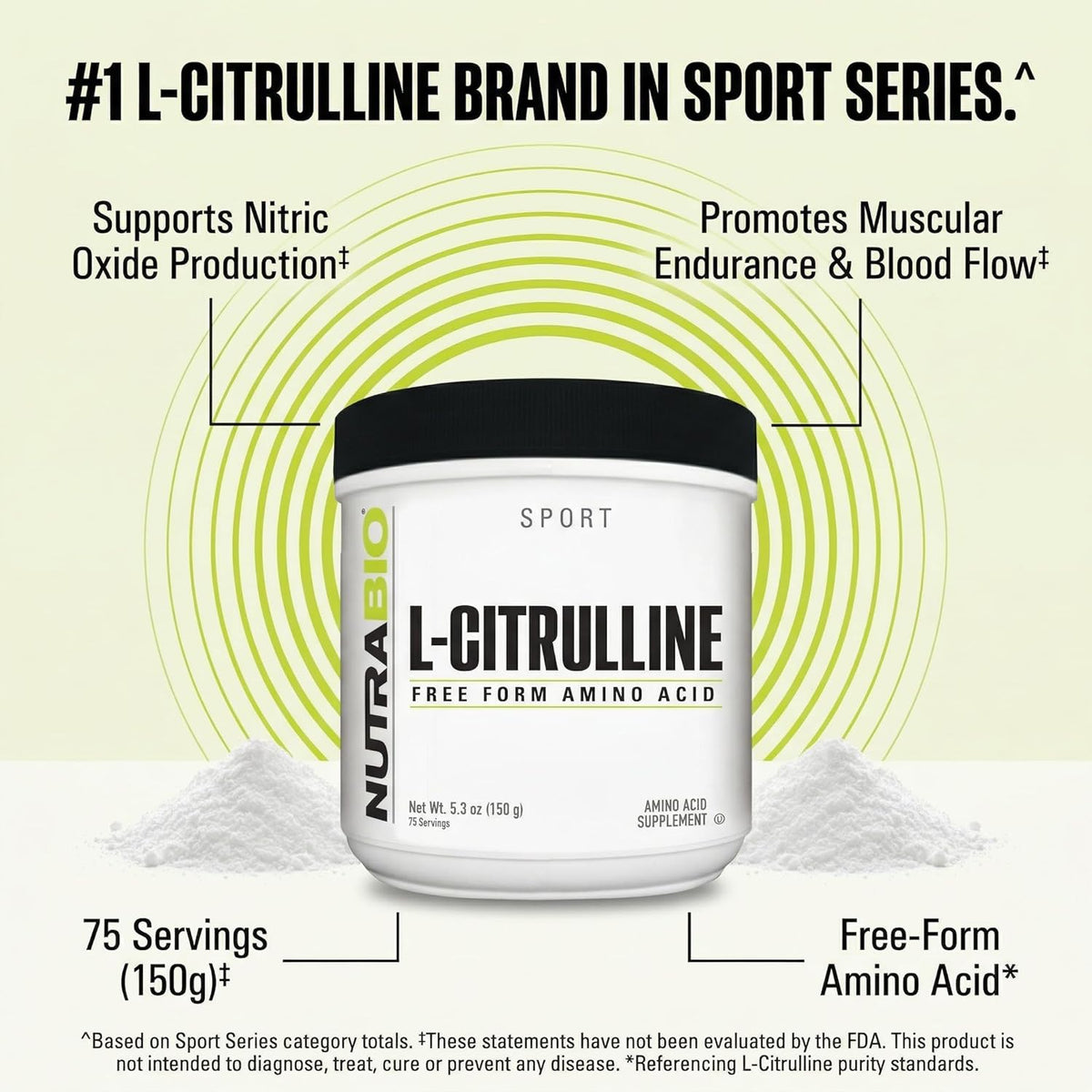 NutraBio L-Citrulline, Free Form Amino Acid, 5.3 oz (150 g)