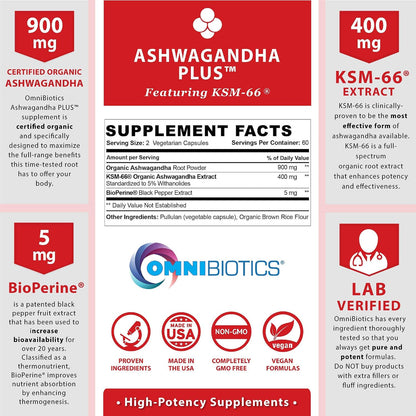 OmniBiotics The Stress Relief & Energy Support Care Package - OmniBiotics Certified Organic Ashwagandha + Magnesium Glycinate for Daily Support