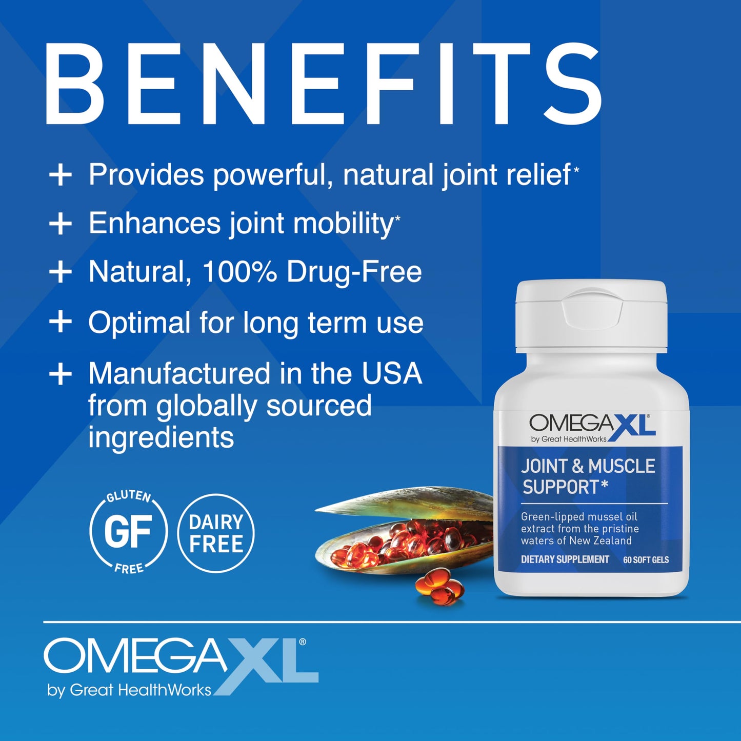 OmegaXL Joint Support Supplement, for Relief - Natural Muscle Support, Green Lipped Mussel Oil, Soft Gel Pills, Drug-Free, 60 Count OmegaXLBuy Supplements Australia