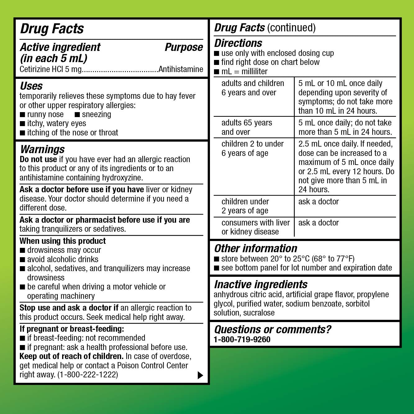 Amazon Basic Care 24 Hour Allergy Relief for Children, Cetirizine Hydrochloride Oral Solution 1 mg/mL, Grape Flavor, Dye Free, 8 fl oz (Pack of 1) Amazon Basic Care buy supplements Au