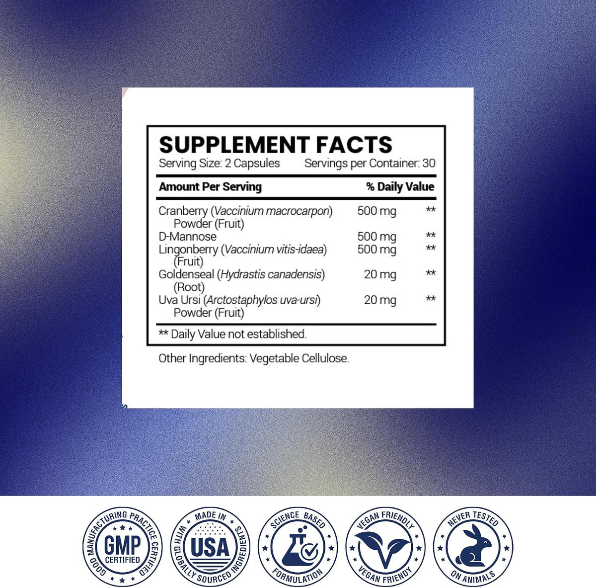 Research Verified UTI Relief - Urinary Tract Support Supplement - 100% Natural, Vegan with Lingonberry, Cranberry & D-Mannose - 1 Bottle (1 Month Supply)