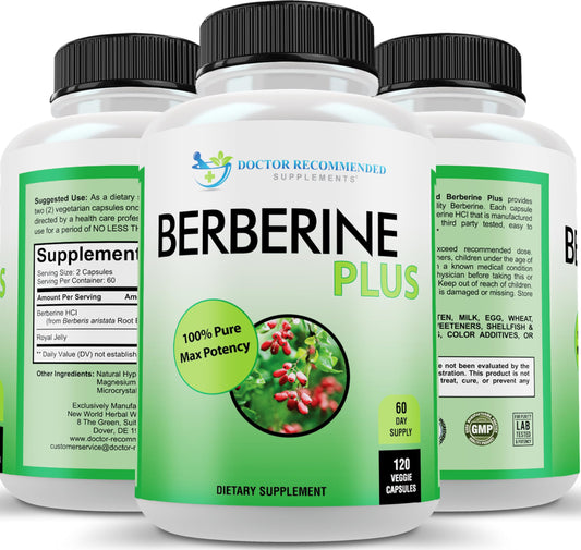 DOCTOR RECOMMENDED SUPPLEMENTS Plus 1200mg Per Serving - 120 Veggie Capsules with Royal Jelly