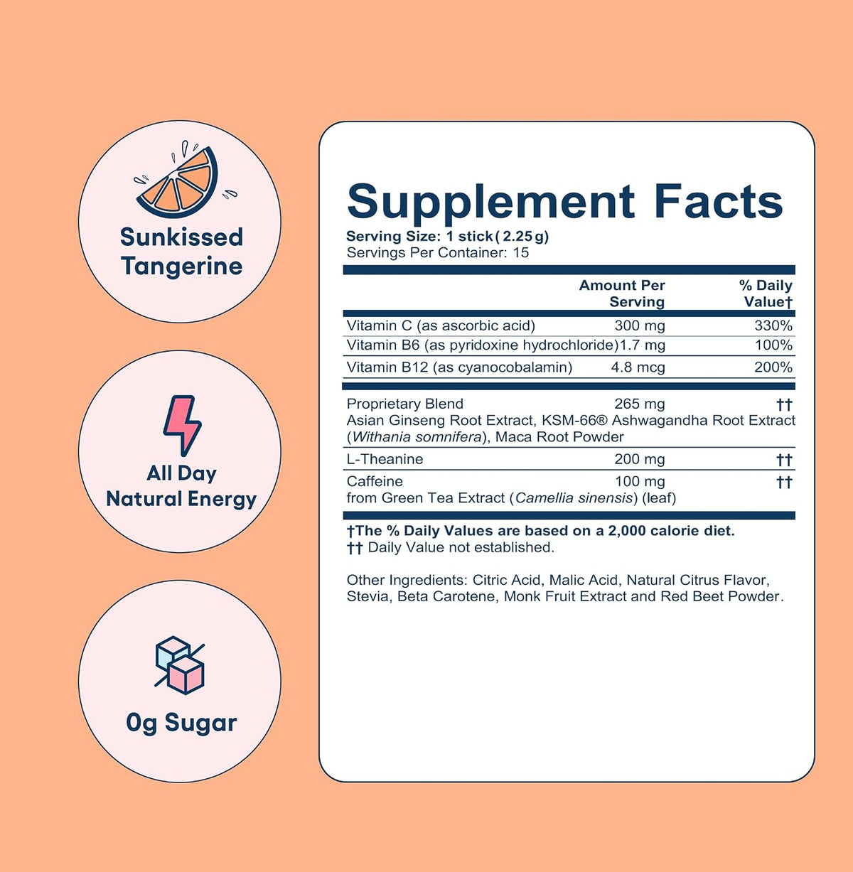 Love Sweat Fitness Clean Energy Drink Mix for Women | 100mg Natural Caffeine from Green Tea + Ginseng | No Jitters, No Crash | Pep Rally Tangerine | Vegan, Non-GMO | 15 Servings