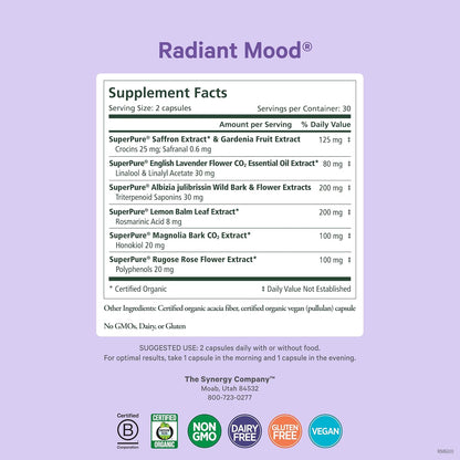 PURE SYNERGY Mood and Adrenal Support Bundle | Mood Support Supplement with Organic Saffron Extract | USDA Organic Vitamin C | Vitamin B Complex Made with Whole Foods | Non-GMO and Vegan