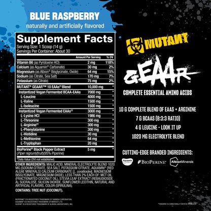Mutant GEAAR, 10g EAAs + Arginine, Electrolytes, Fruit Punch, 14.8 oz