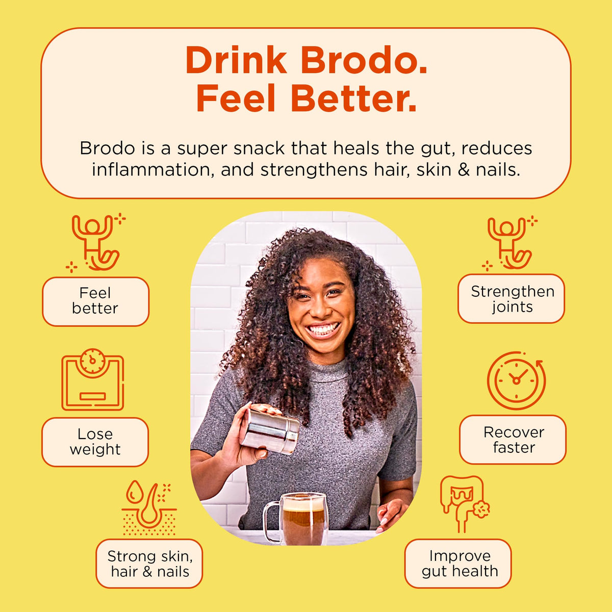 Brodo Ready to Drink Organic Chicken Collagen Rich Bone Broth (6 X 8 oz) | Organic Bone Broth with Collagen, Protein Soup & Sipping Broth for Healthy Meal Prep, Soups and Bone Broth Packets