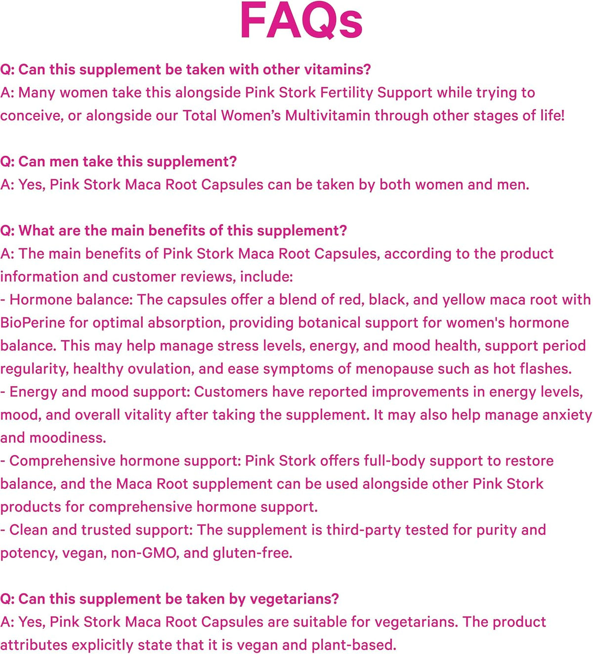 Pink Stork Organic Maca Root Capsules for Women, 1500 mg, 60 Count | With BioPeirne, Hormonal Balance, Menstrual Health, Energy, + Vitality Support, Perimenopause Comfort
