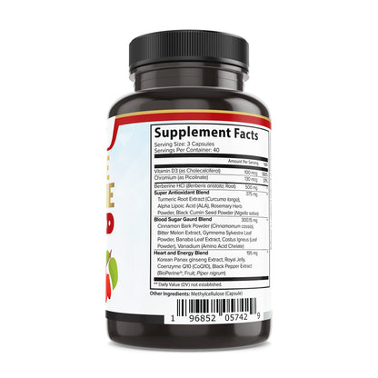 Extreme 500mg Complex with ALA, Coq10, Turmeric, Cinnamon, Bitter Melon, banaba Leaf, Korean Panax, Royal Jelly, and 21 Herbs for Healthy Blood Sugar