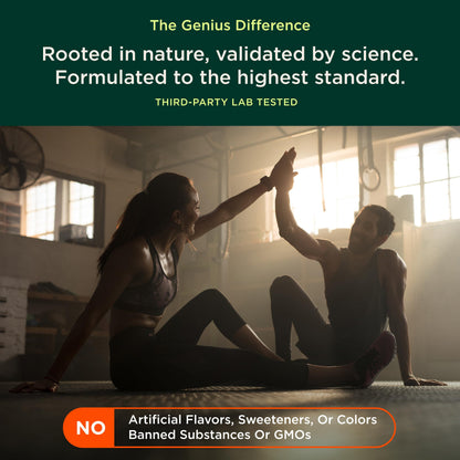 Genius BCAA Powder - 5g Vegan BCAAs L-Glutamine, Cognizin & Rhodiola Muscle Recovery Energy Support 100mg Caffeine Pre, Intra, Post-Workout Nootropic Supplement for Focus & Performance - Grape Limeade