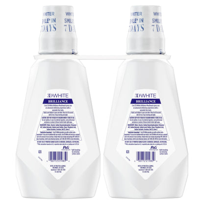 Crest 3D White Mouthwash, Teeth Whitening for Adults, 1L, 2 Pack, Alcohol Free Mouth Rinse, Breath Freshener, Antibacterial, Antiseptic,